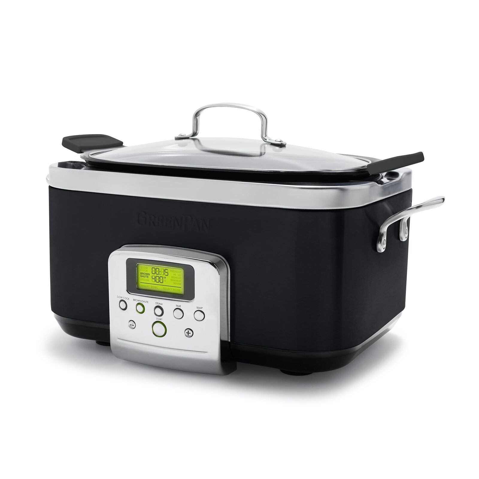 GreenPan Elite 8 in 1 Nonstick Programmable 6 QT Electric Slow Cooker - BLACK