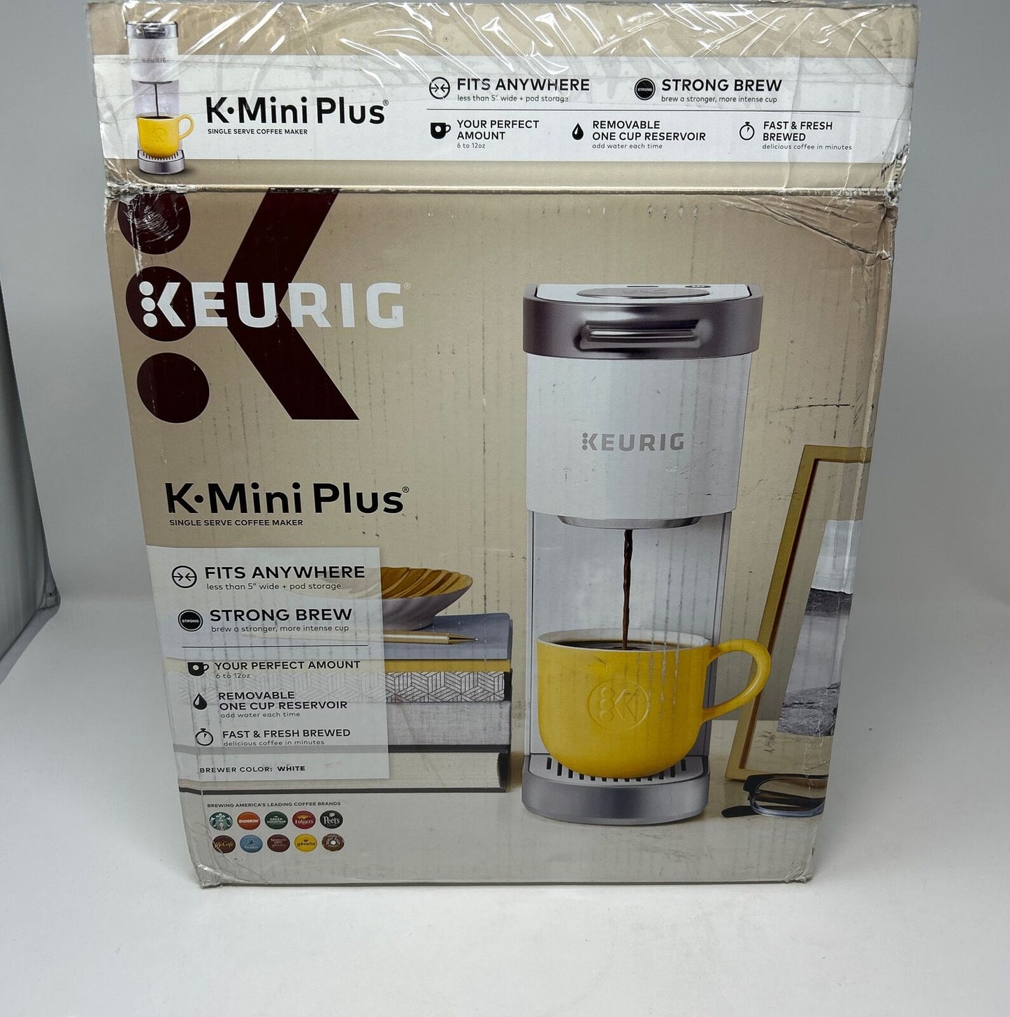 Keurig K-Mini Plus Single Serve K-Cup Pod Coffee Maker 6 to 12oz Brew Size White