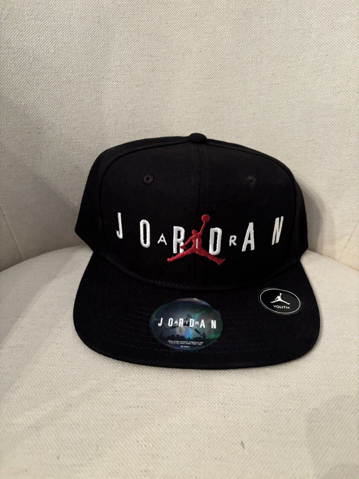 Air Jordan Youth Hat Cap Black Red Jumpman Logo Nike Oficial Gear Adjustable NEW