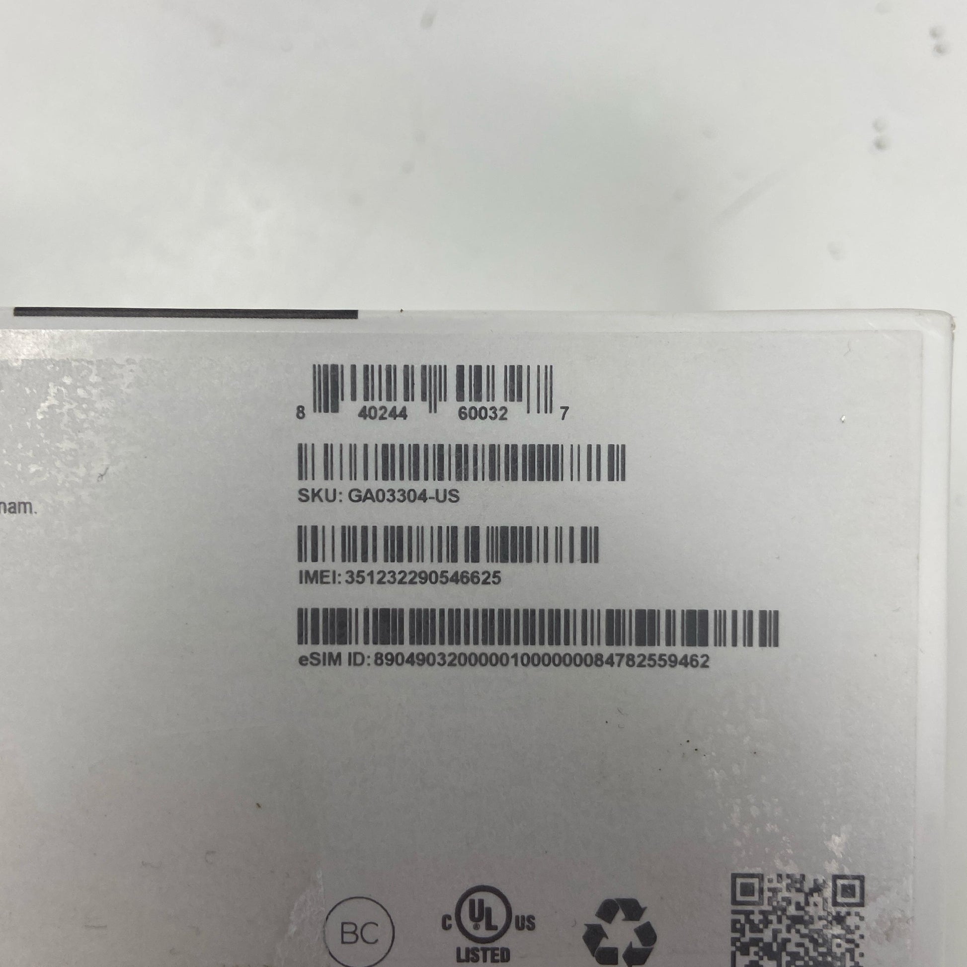Serial #/Tag-UNT912194L4P
