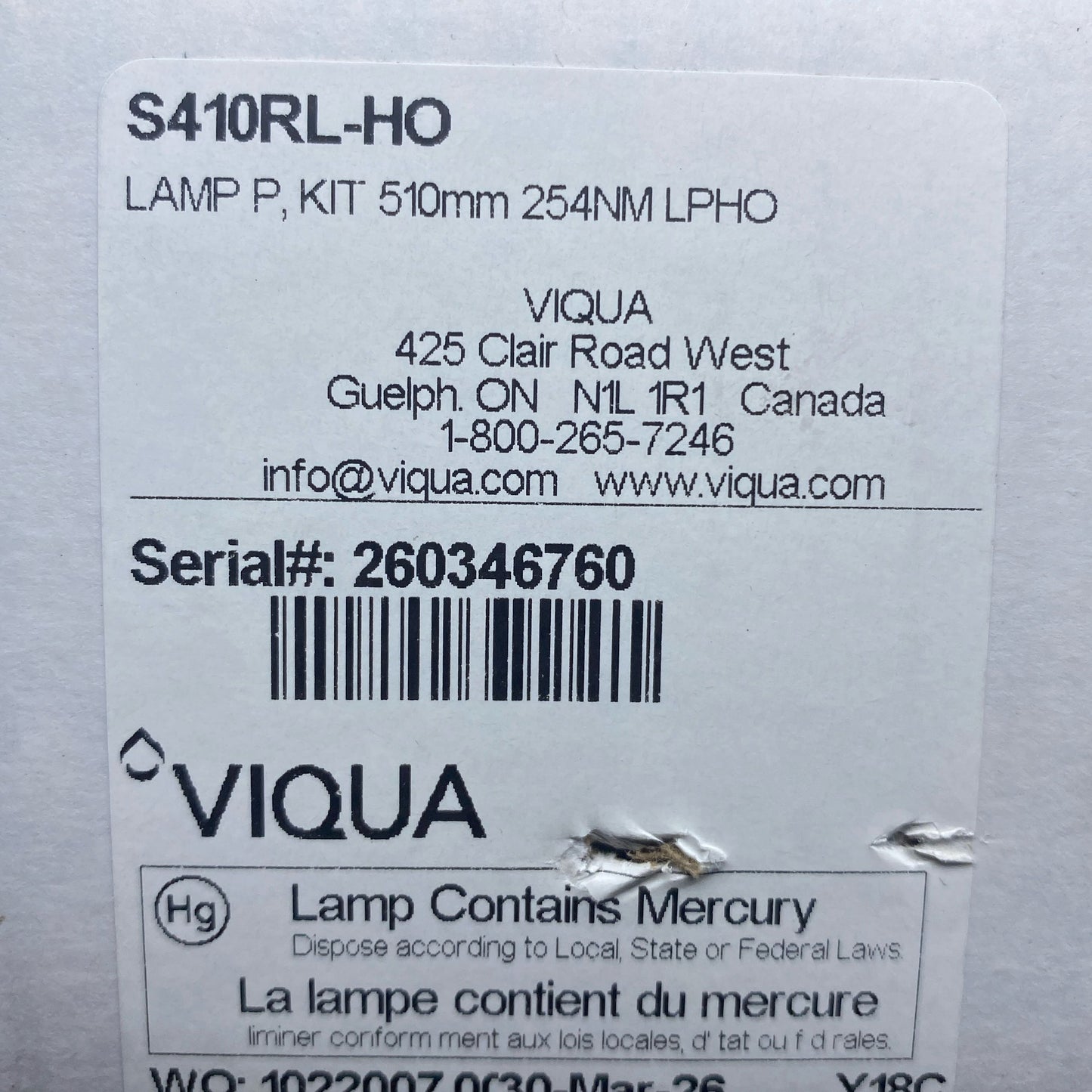 Serial #/Tag-UNT541687QRE