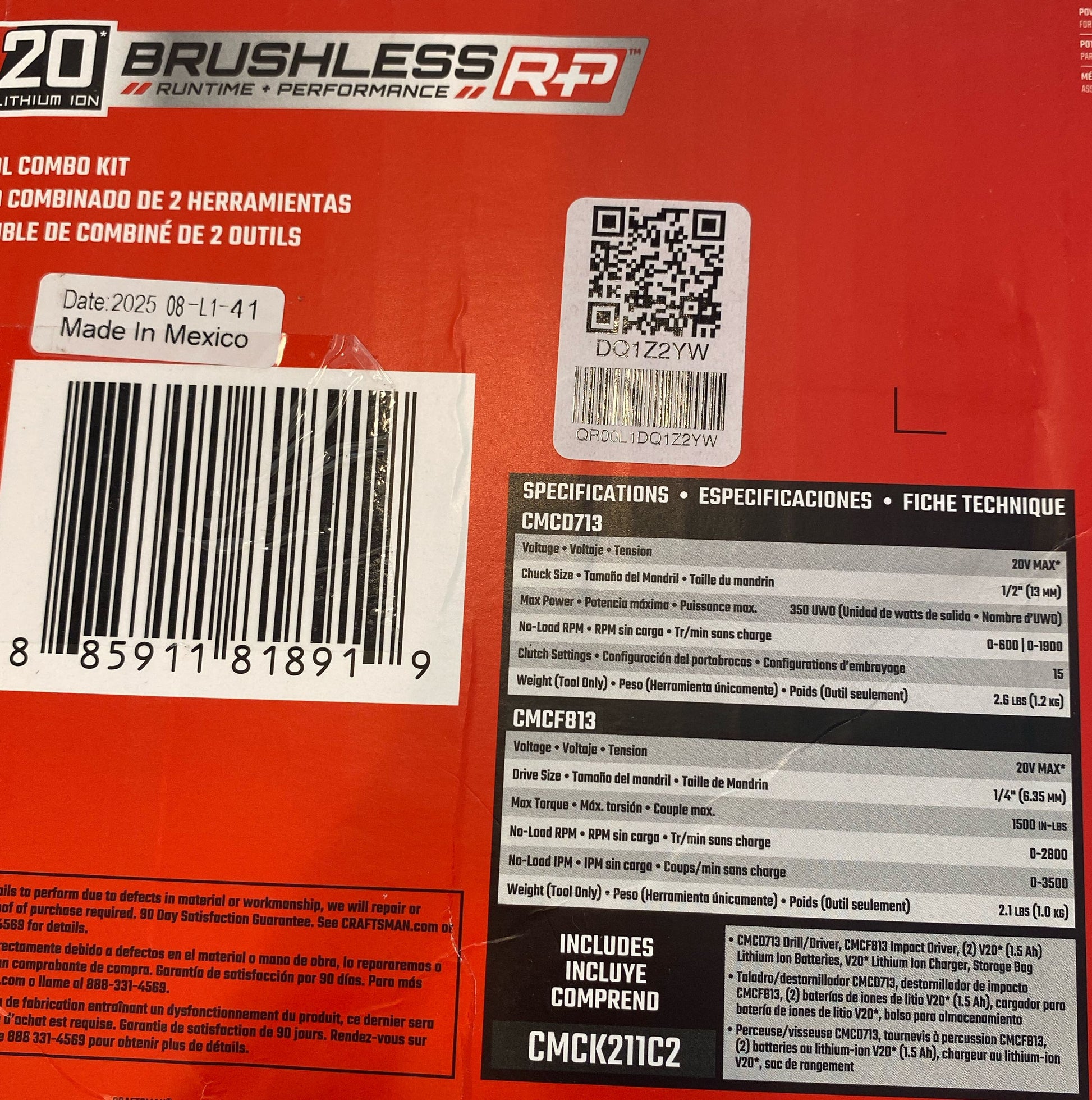 Serial #/Tag-UNT168230WYB