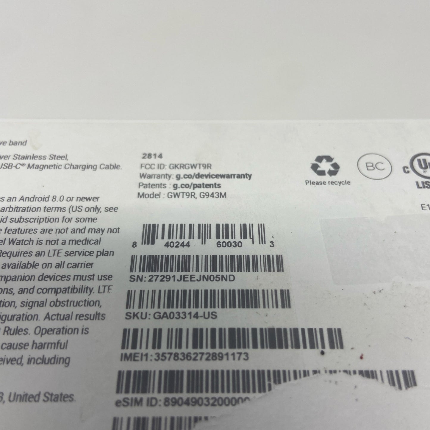 Serial #/Tag-UNT250429DBW