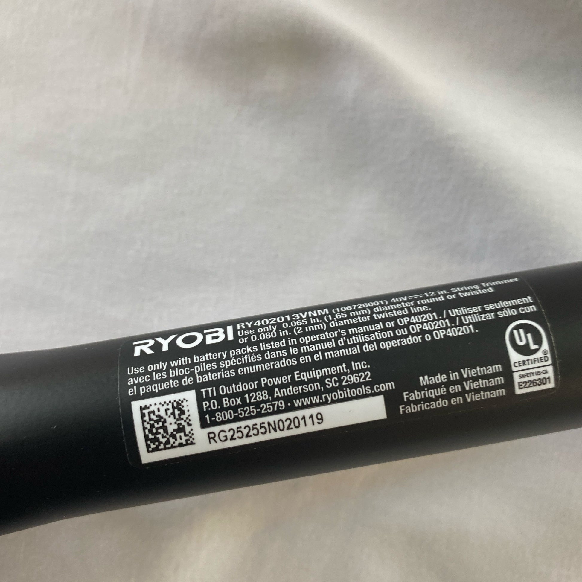 Serial #/Tag-UNT327945YED