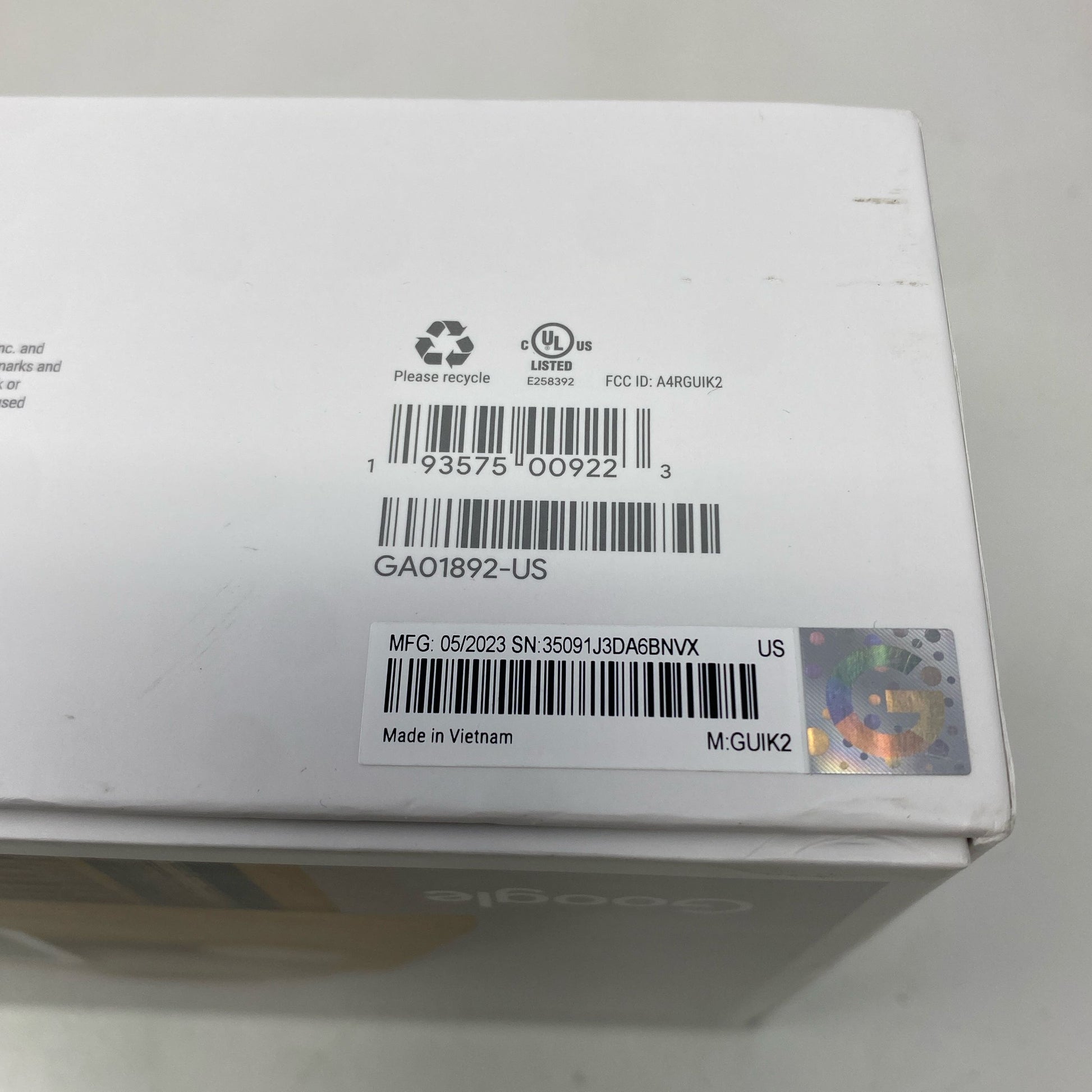 Serial #/Tag-UNT5790668D4