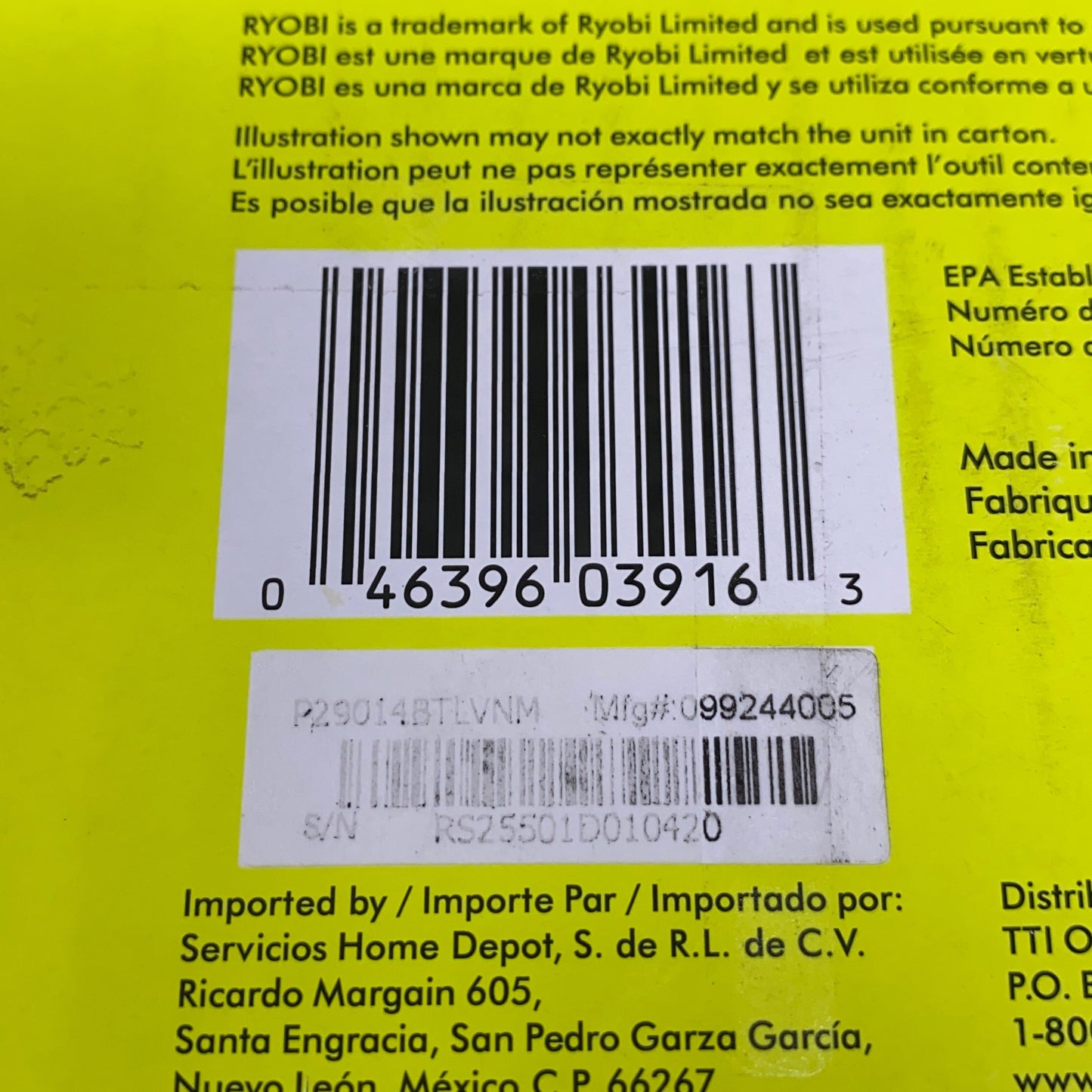 Serial #/Tag-LPNPMFQ4895064
