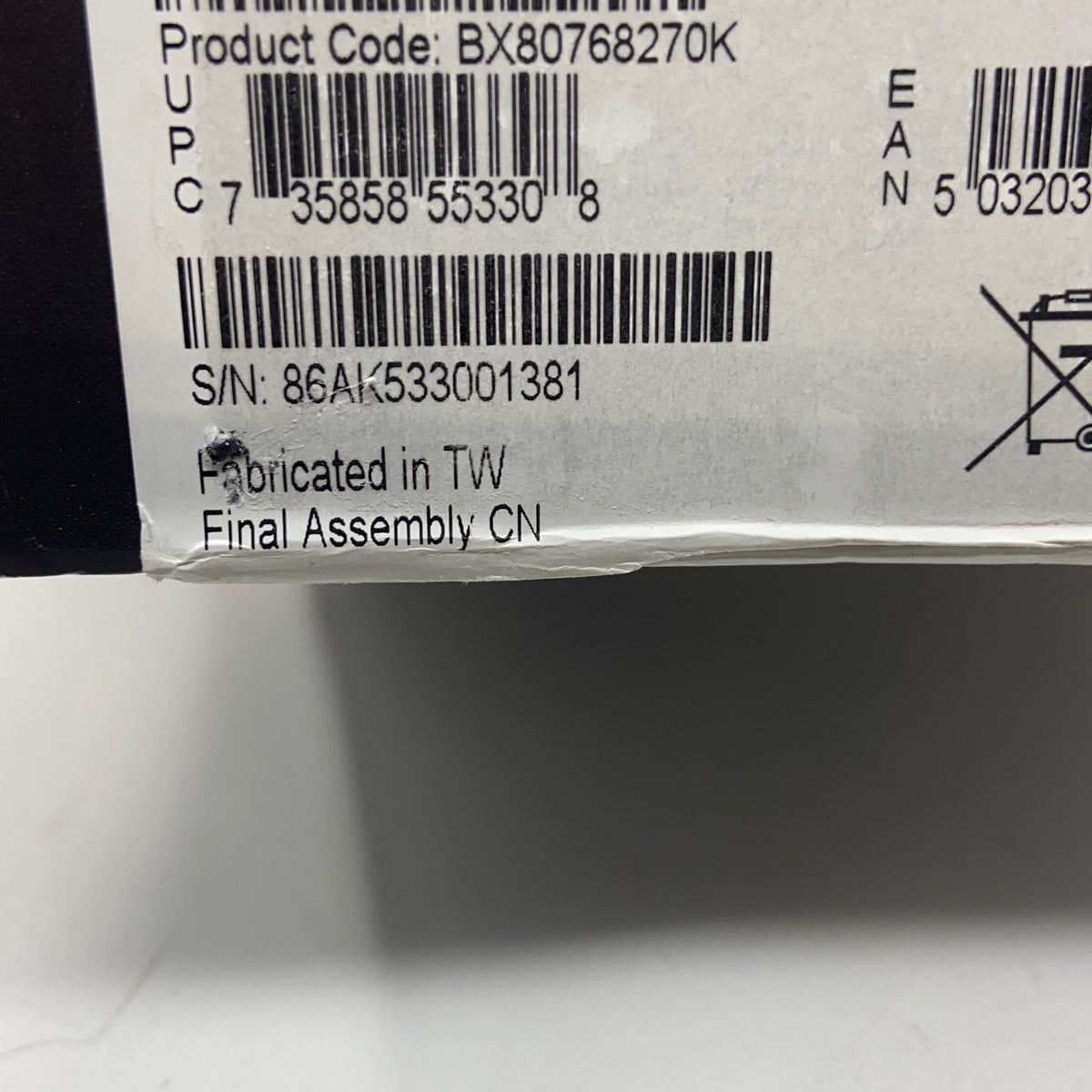 Serial #/Tag-UNT004391FRY