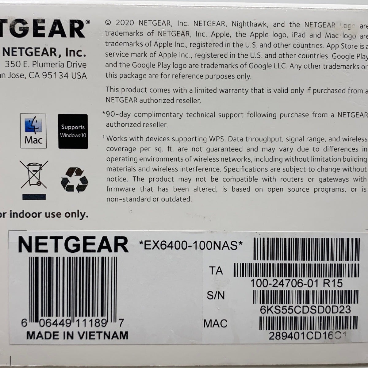 Serial #/Tag-LPNPMGH1831875