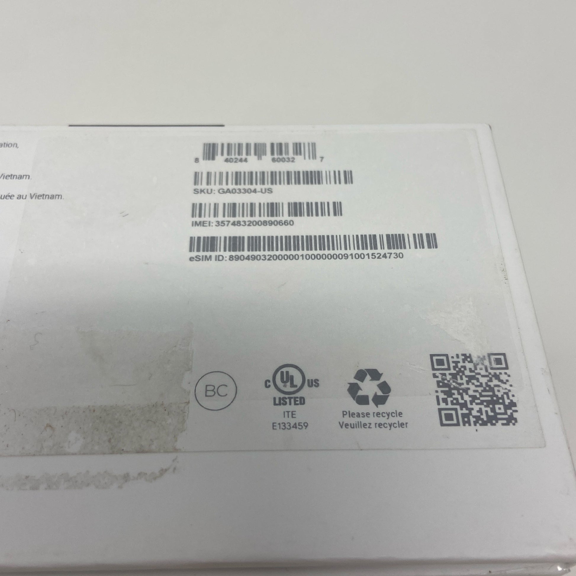Serial #/Tag-UNT743734B6G
