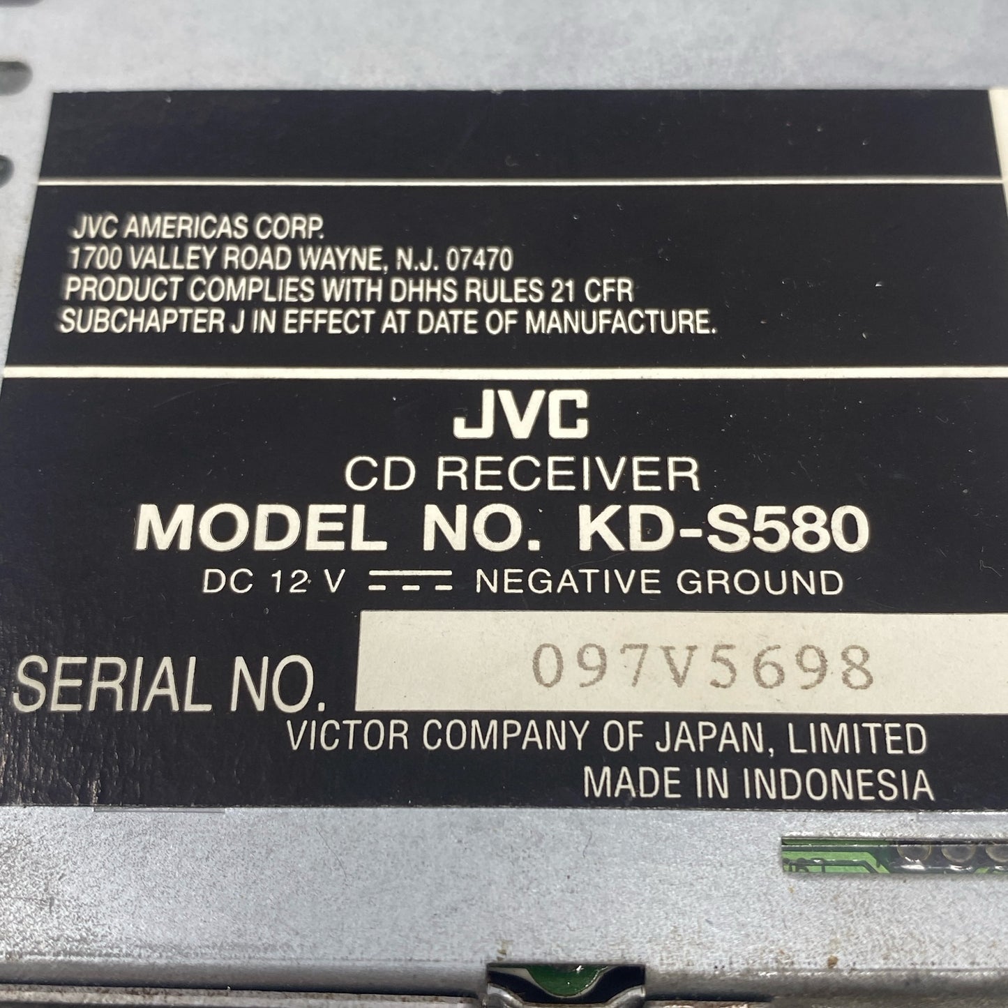 Serial #/Tag-LPNO580263427