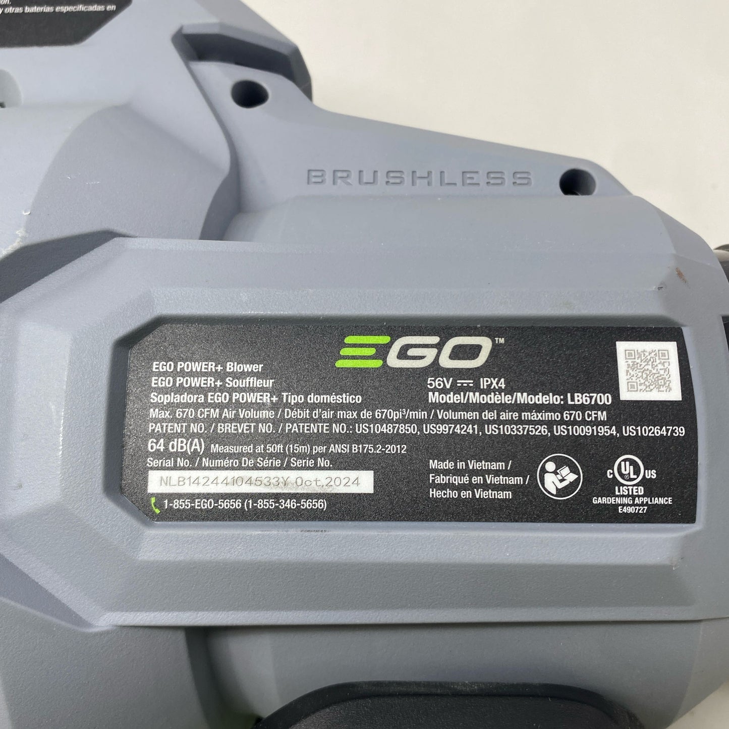 Serial #/Tag-UNT324314V10