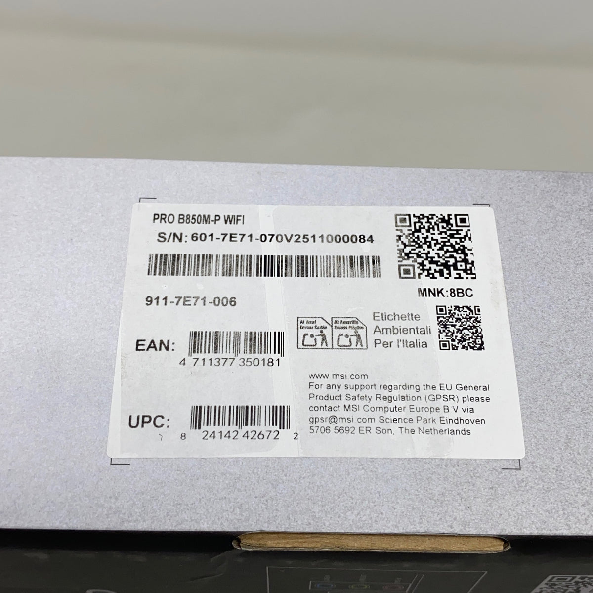 Serial #/Tag-LPNPMGH1599984
