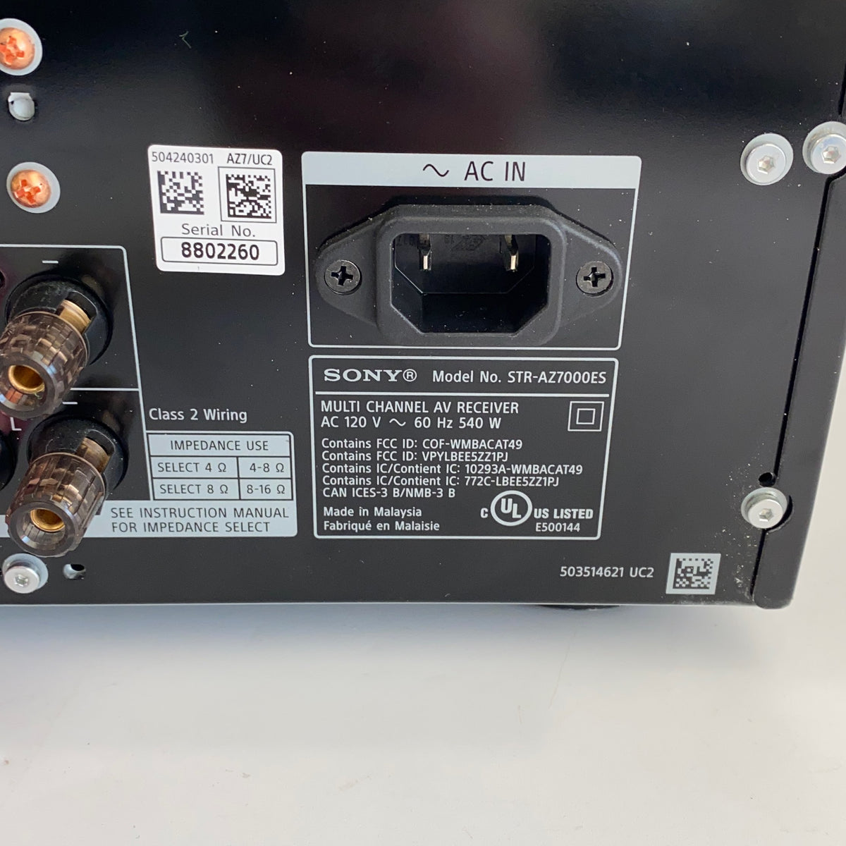 Serial #/Tag-UNT039123A0W