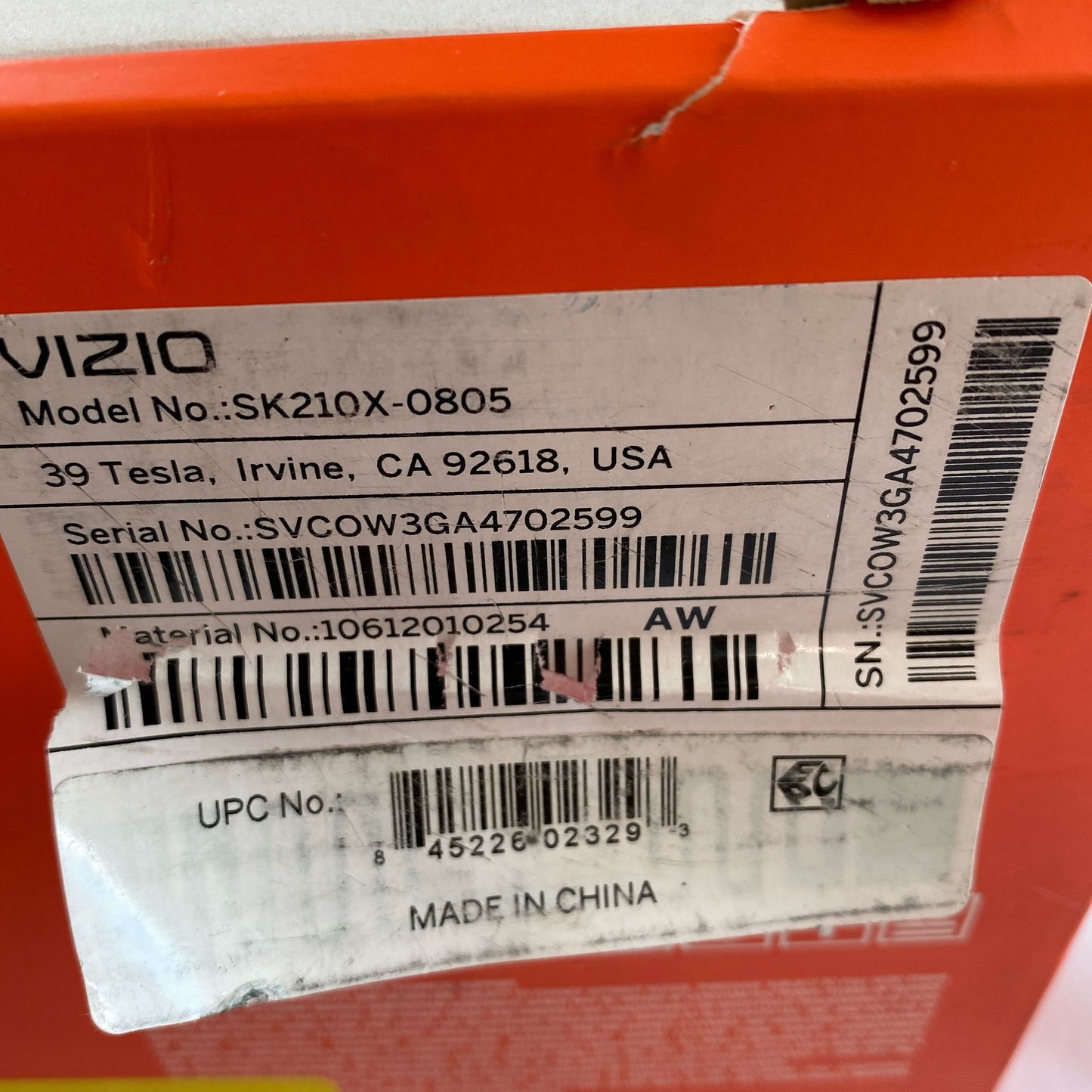 Serial #/Tag-UNT546711CAK