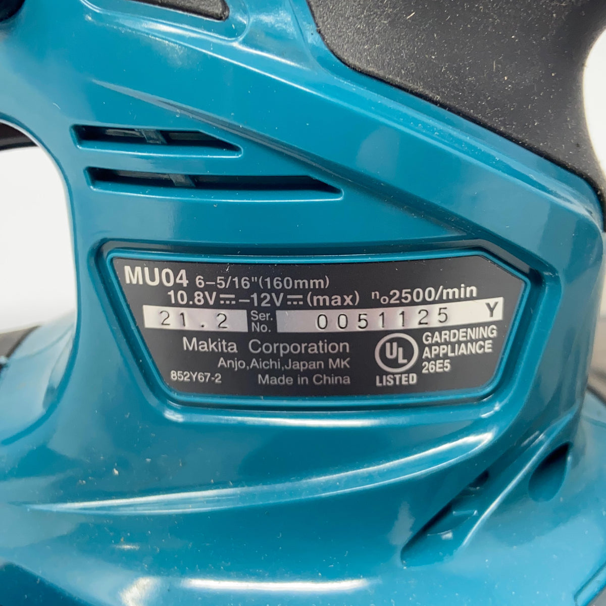 Serial #/Tag-UNT291150HE6