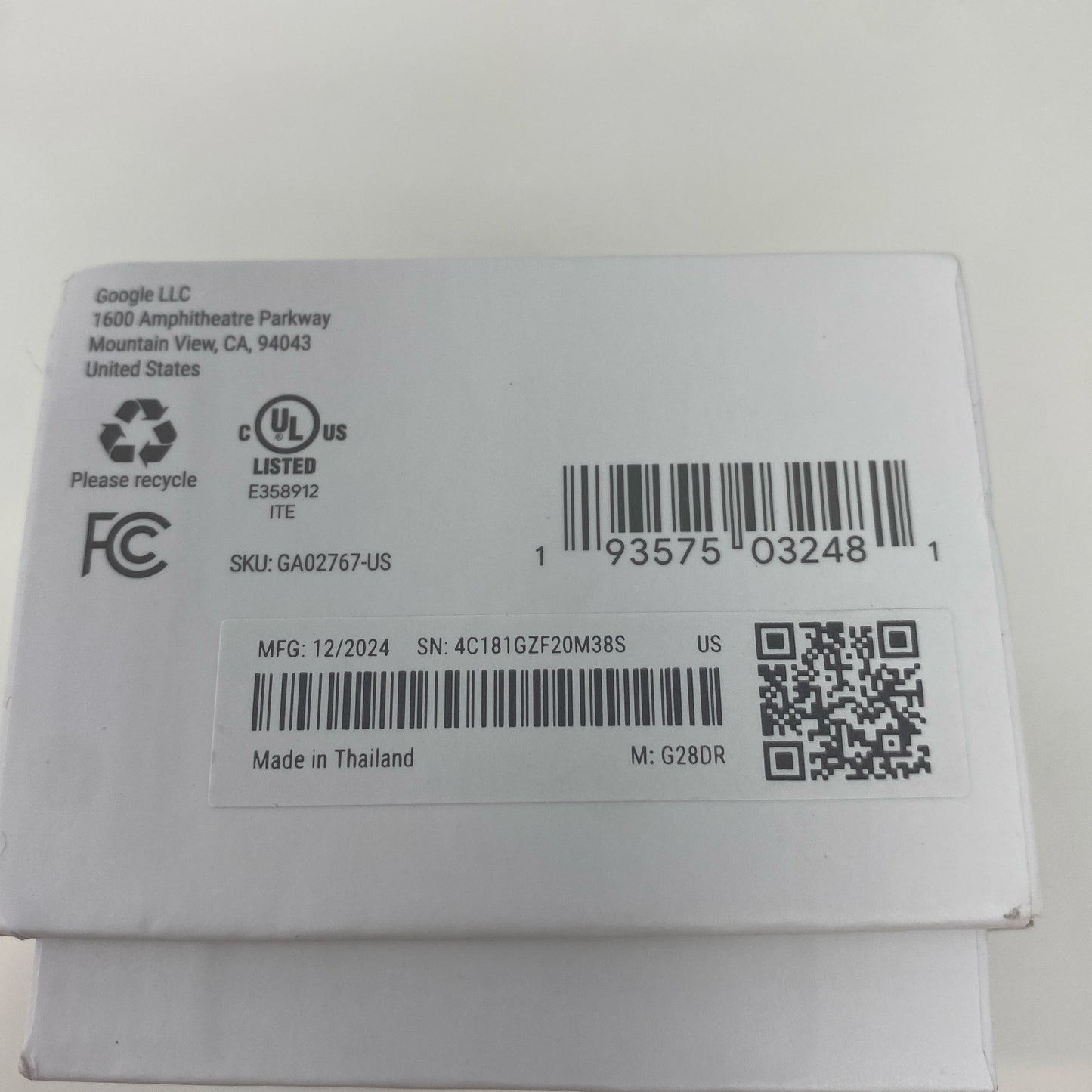 Serial #/Tag-LPNPMFL1185722
