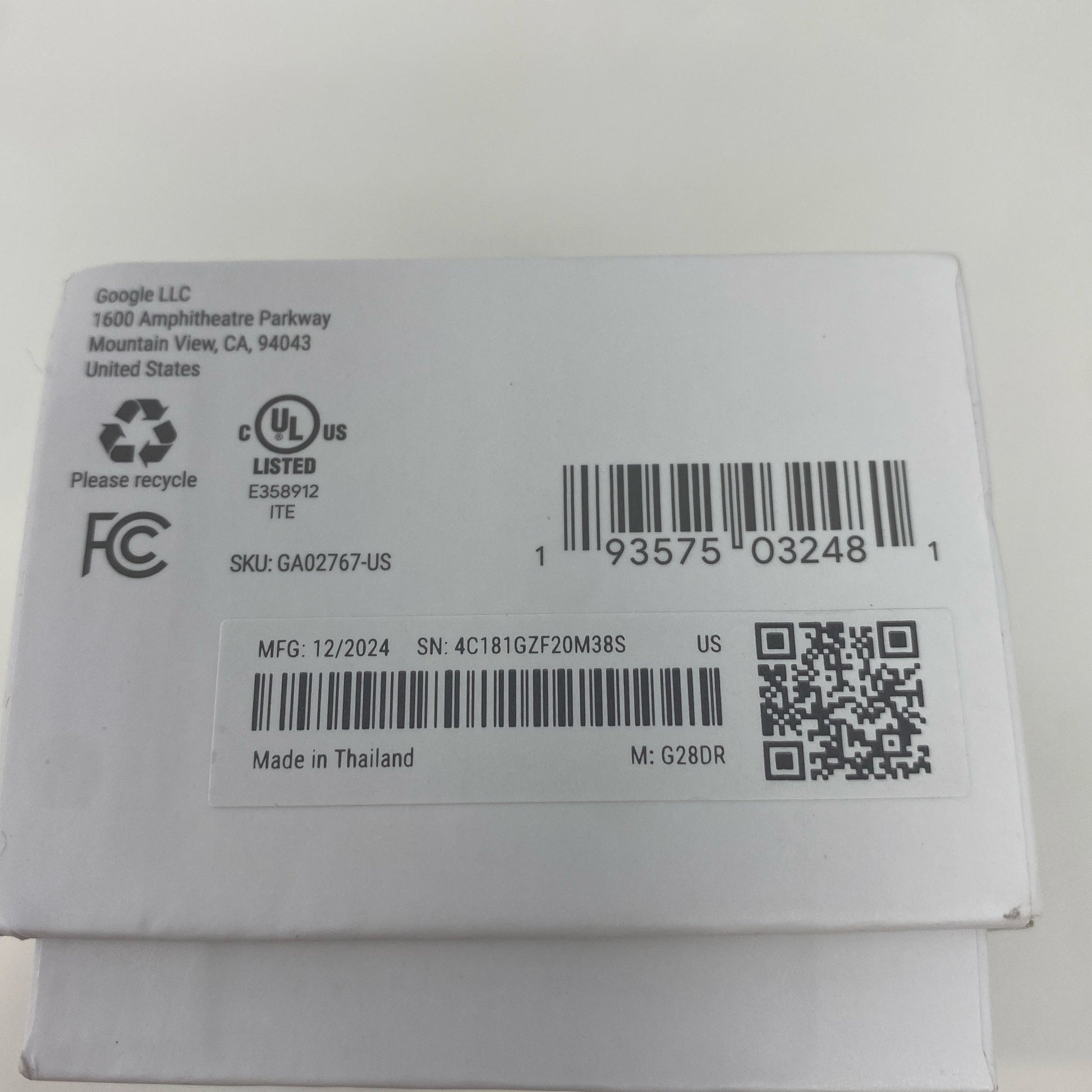 Serial #/Tag-LPNPMFL1185722