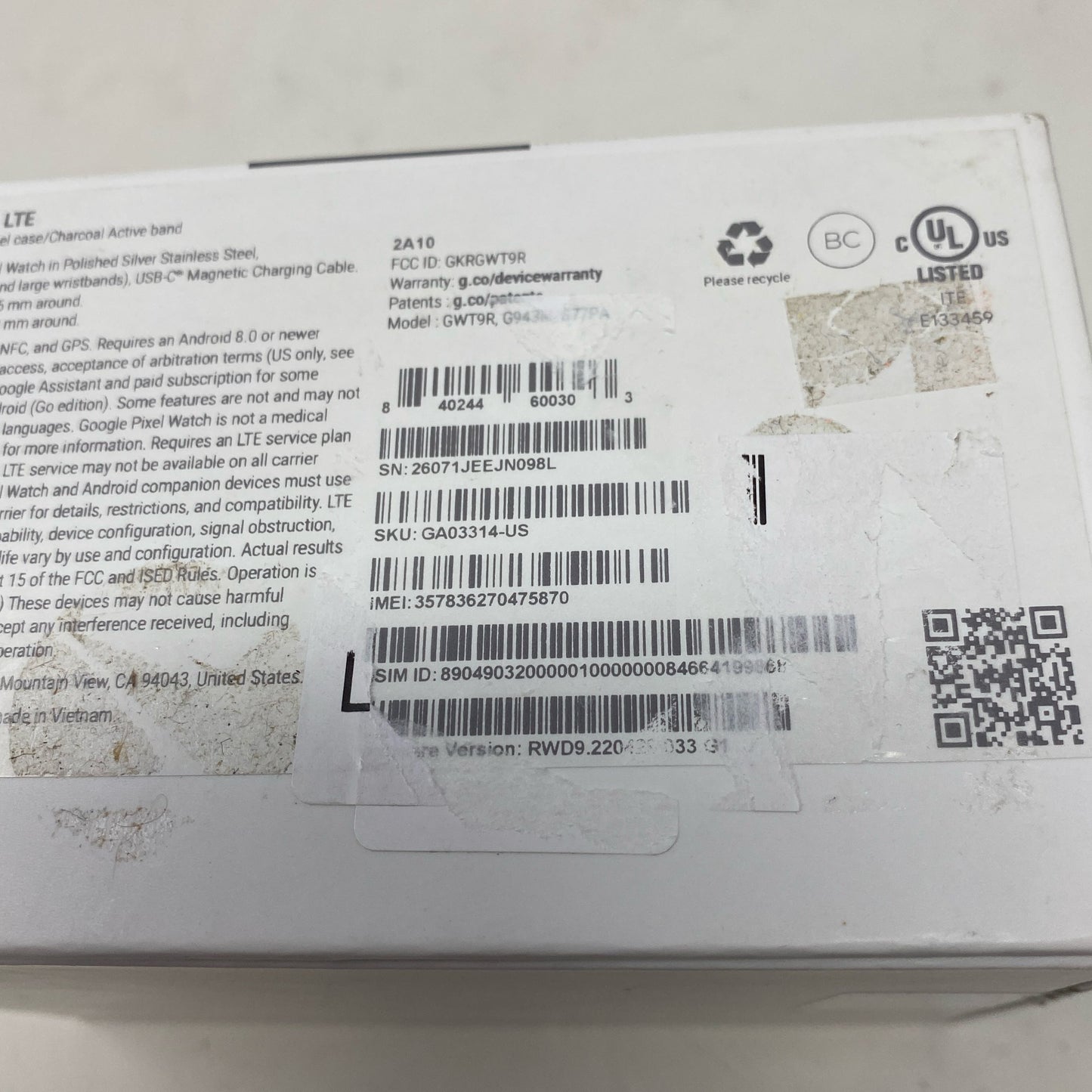 Serial #/Tag-UNT5136555NG