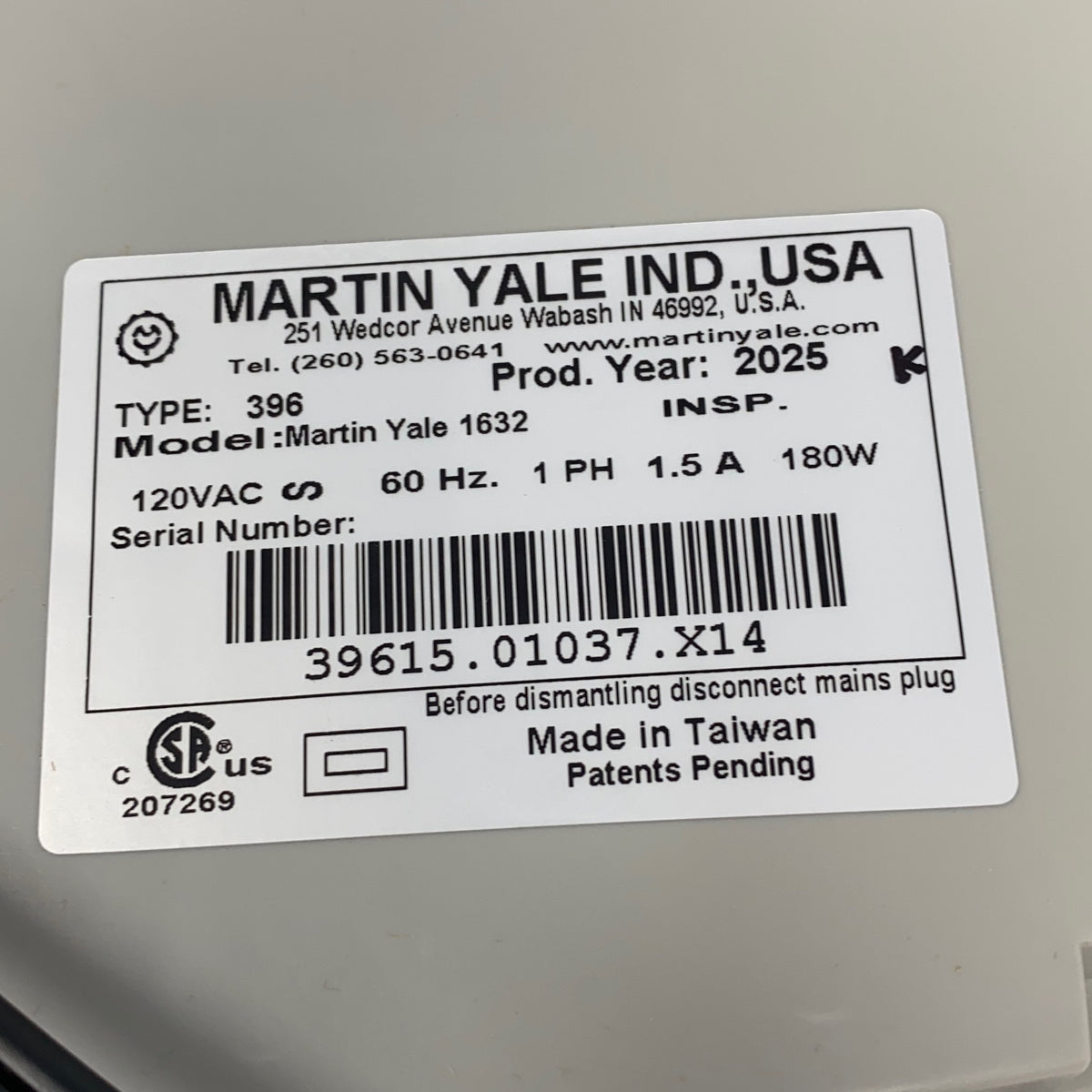 Serial #/Tag-UNT051215RO0