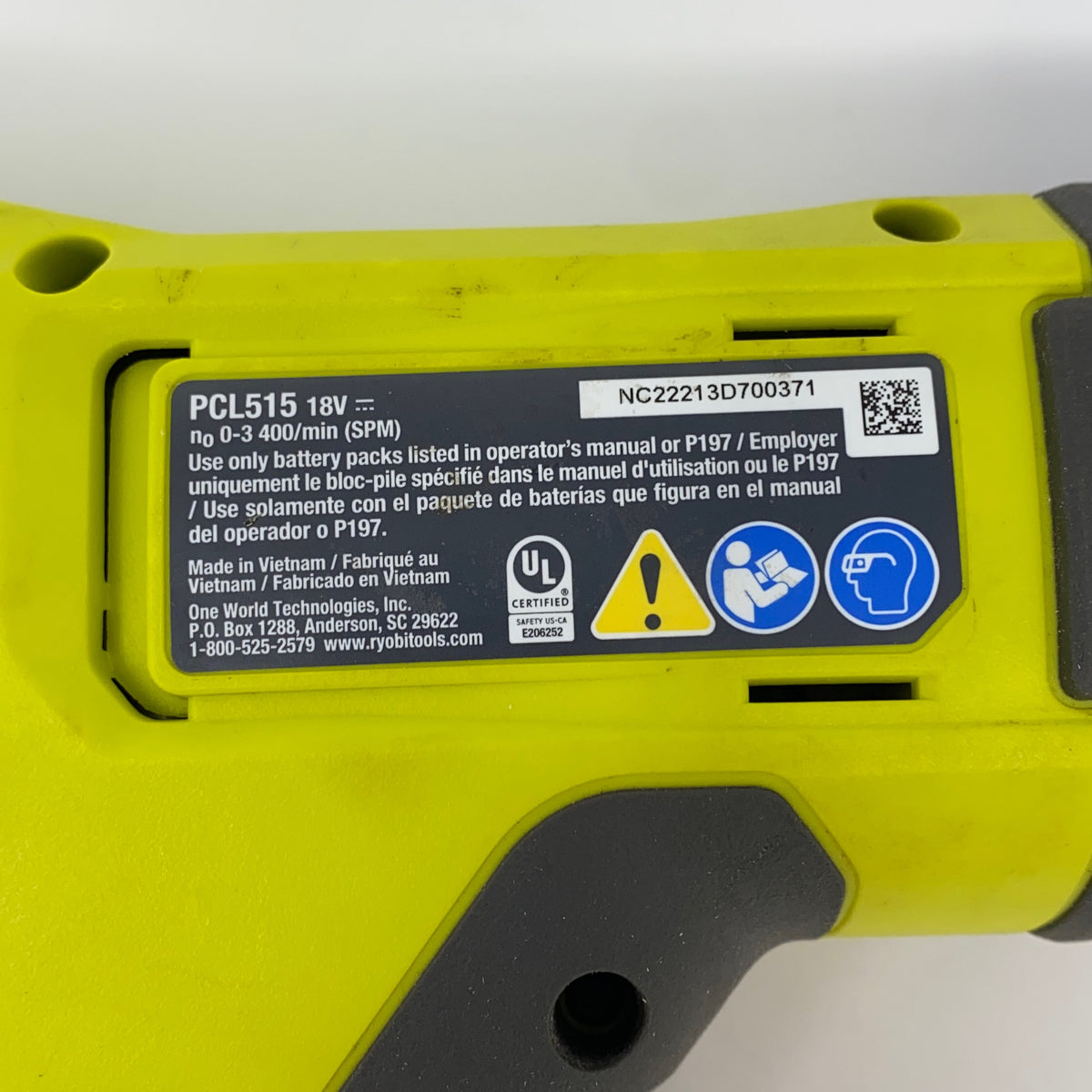 Serial #/Tag-UNT878415FWT