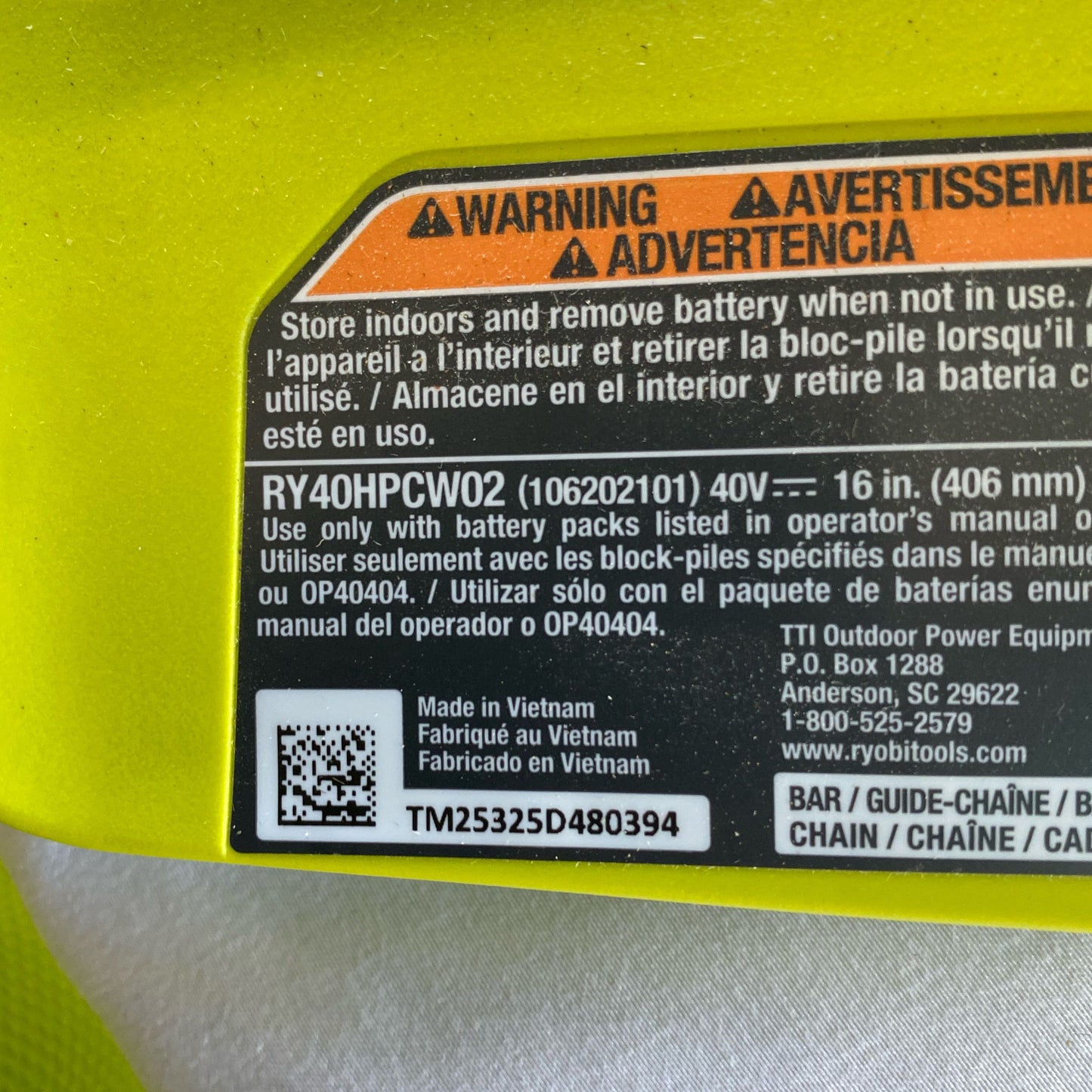 Serial #/Tag-UNT766774HHJ