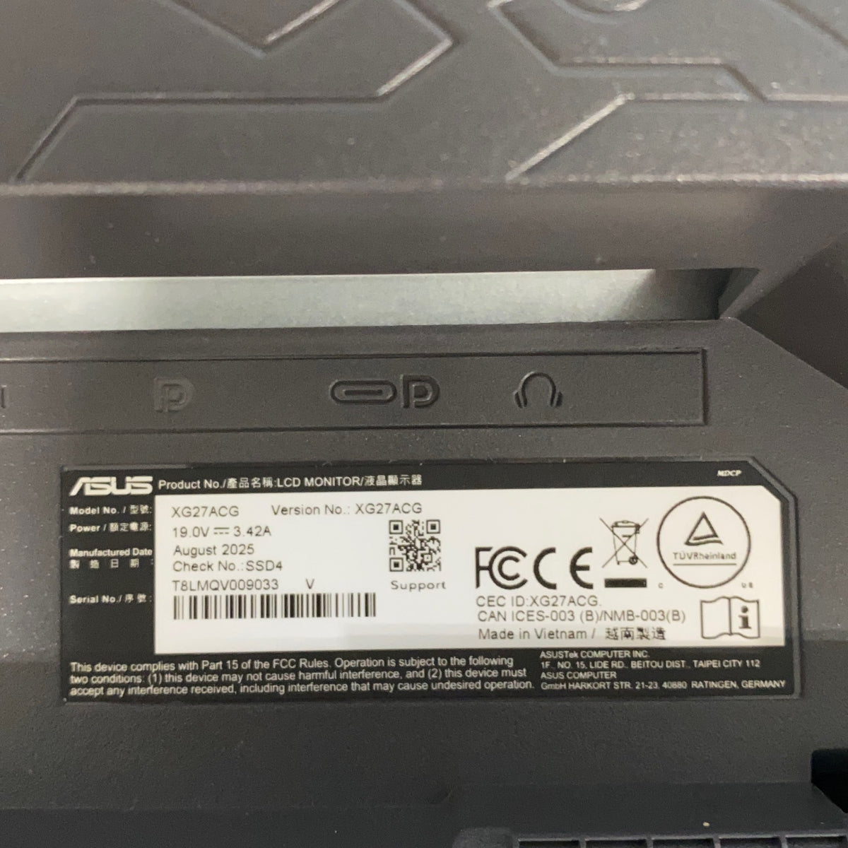 Serial #/Tag-UNT857465VRS