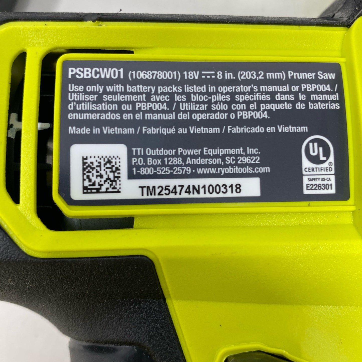 Serial #/Tag-UNT243778EVM