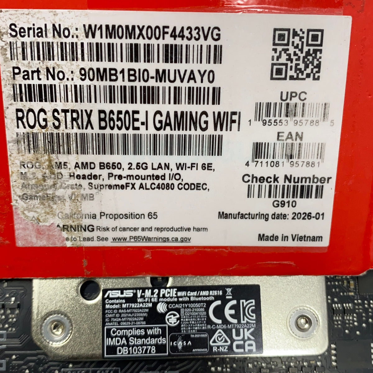 Serial #/Tag-UNT30678303P