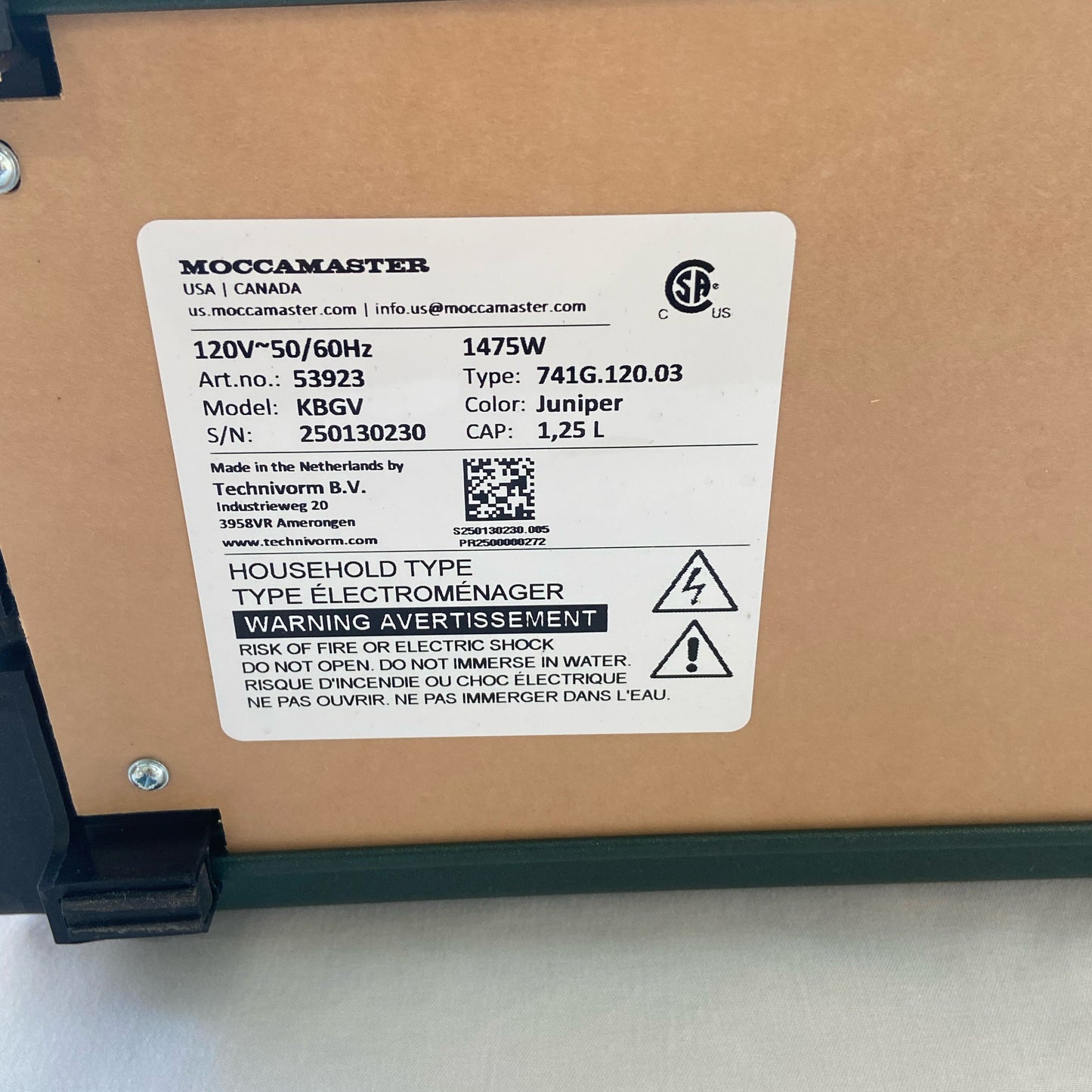 Serial #/Tag-UNT3146918E9