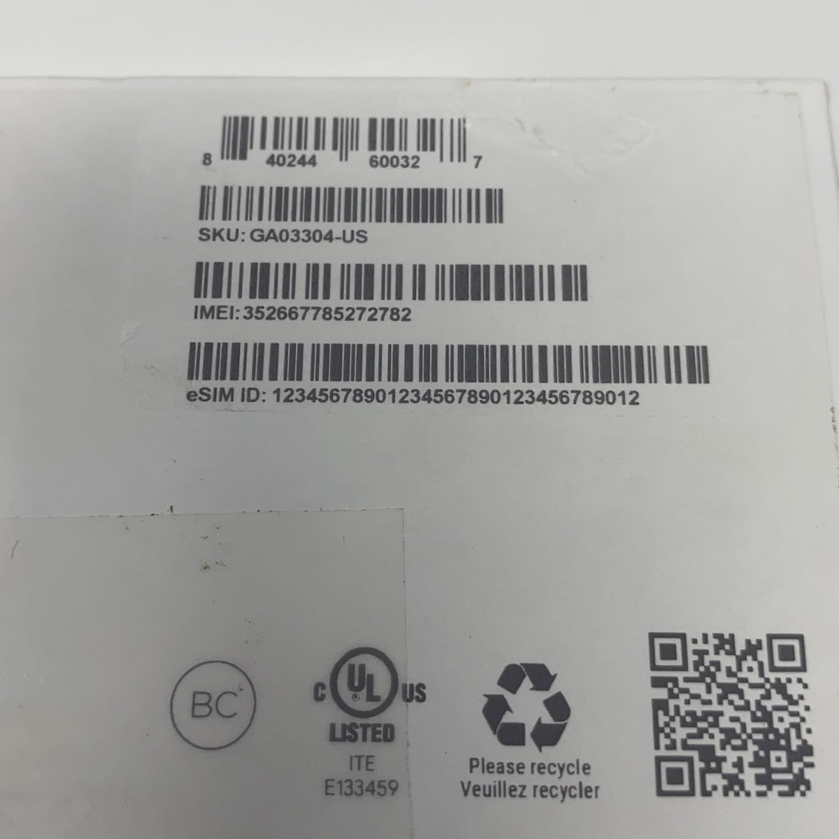 Serial #/Tag-UNT097835QHP
