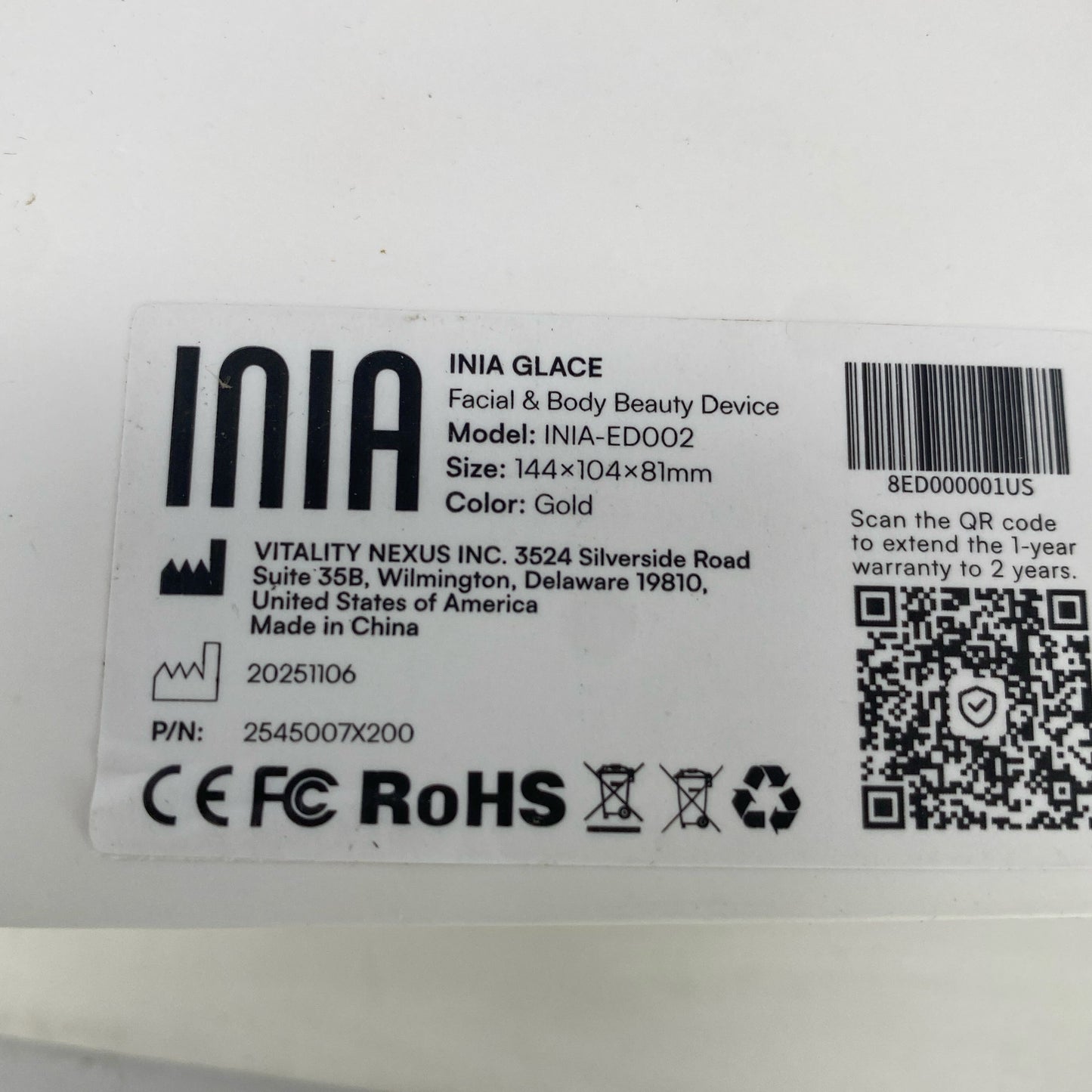 Serial #/Tag-UNT833812JQA