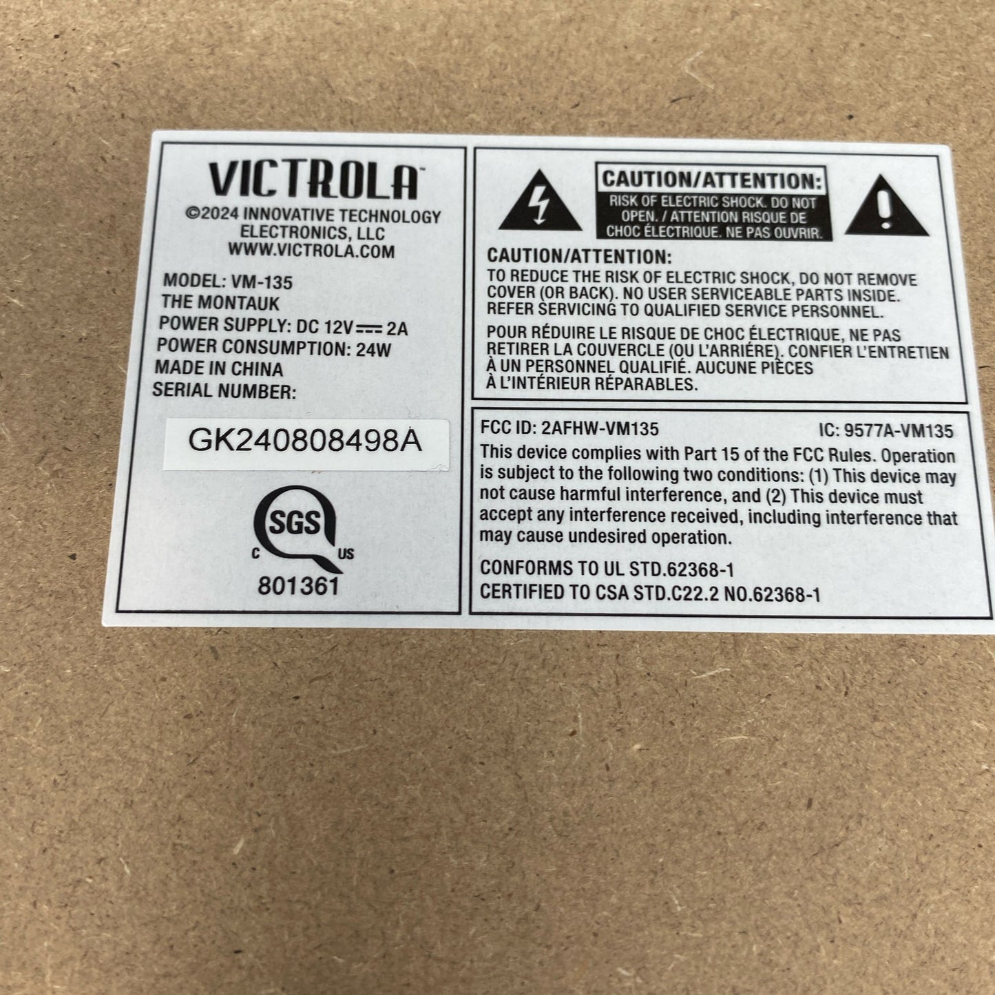 Serial #/Tag-UNT352794922